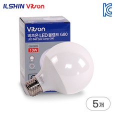 비츠온 LED 미니 볼전구 G80 10W 세트, 주백색, 5개