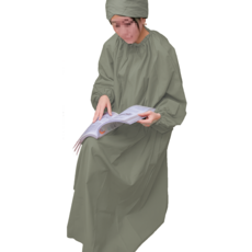 소매형 좌훈치마 / 좌훈가운 / 좌훈복 / 카키색