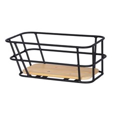 자전거 바구니 뒷 장바구니 짐받이 시장 수납 브라켓 후면 고정식 나무 대형, A