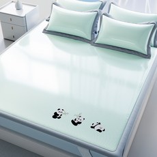 白熊日記 涼蓆 藤席 冰絲涼感 媽咪嬰兒級 柔軟空調席, 白熊日記-極光青牀蓆,0.9m涼蓆+枕套1只