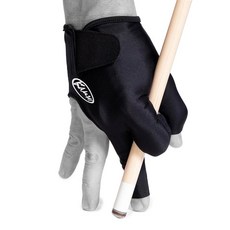 Kamui 당구 장갑 블랙 - 왼손 또는 오른손을 위한 풀 큐 장갑 빠른 건조 원단 미끄럼 방지 손바닥 열린 손가락 짧은 커프 XL 왼손용 오른손잡이 플레이어 4564, 오른손(왼손잡이 플레이어)