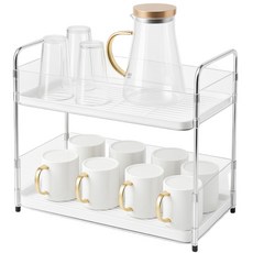 코날 컵 그릇 식기 보관 건조대, 1개, 화이트, 2단