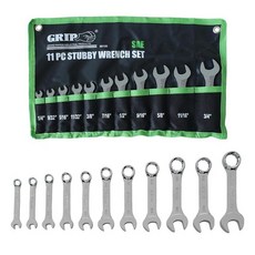 GRIP GRAND RAPIDS INDUSTRIAL PRODUCTS 마스터 스터비 콤비네이션 렌치 세트 SAE 11개 - 12포인트 15도 오프셋 박스 엔드 CRV 스틸 크롬