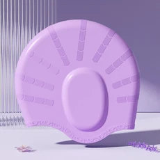 여성용 실리콘 수영 모자 귀 보호 긴 머리 샤워 사용 모발 건조 유지 1 개, 05 Purple