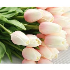 조화 조경장식 정원데코 꽃꽂이 꽃다발 디퓨저 한송이 튤립조화 5송이 DP46398연핑크, 1개, 5송이세트