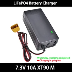 클립/XT60/XT90 플러그가 있는 2S 6.4V 10A 인산철 배터리 충전기용 7.3V Lifepo4 고속 냉각 팬 포함, 05 7.3V 10A XT90 M, 01 AU Plug, 01 빠른