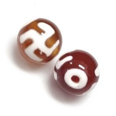 Bead 팔찌원석 불교 만자 팬던트 한팩 원석선택, 코팅만 자마노 (2개)