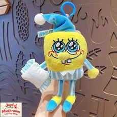 臺灣出貨 海綿寶寶比奇堡夢境系列玩偶 呆萌派大星磁吸毛絨吊飾 背包掛飾 動漫周邊 朋友禮物, 1個, 海綿寶寶吊飾