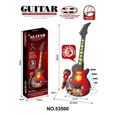 兒童麥克風玩具 炫酷燈光音樂 男孩女孩唱歌機玩具, 吉他-黑色（含包裝460g）, 1個