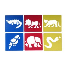 PJR 스텐실판 소형 동물 6종세트 어린이 미술 교구, 1개