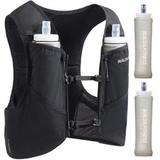 Build & FIT 핏ness LITEVEST 베스트 조끼 500ml 소프트 플라스크 2개가 있는 러닝 - 포켓 7개 경량 통기성 하이드레이션 훈련 트레일 마라톤 및