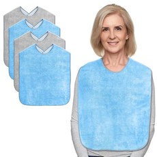 남성용 및 여성용 런루아라이 성인용 턱받이 4팩 노인용 재사용 테리 턱받이 성인용 방수 타월, 1개