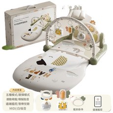 嬰幼兒多功能爬行墊腳踏鋼琴健身架, 標準遙控版 芽灰 此版本需客戶自配電池, 1個