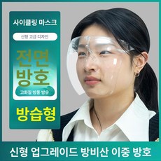 캡마스크 전면 투명 보호 안면가리개 김서림방지 작업용 방진 페이스쉴드, 완전 투명 안티포그귀걸이 2쌍, 1개, 1개입