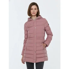 닥스골프 여성 핑크 탈착후드 롱 구스 다운 점퍼