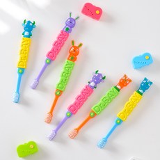 닥터레이 애니멀 월드 유아 어린이 칫솔 칫솔커버 세트 쥐 토끼 호랑이 황소 장난감, 랜덤 발송, 8개