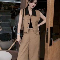 2025秋季裝搭配一整套高級感又a又颯減齡洋氣時尚工裝褲馬甲套裝