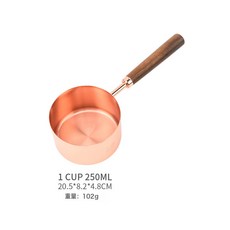 DFMEI 鍍金不鏽鋼量杯量勺廚房烘焙工具相思木手柄量匙計量工具八件套, 1個, 胡桃木玫瑰金柱子量杯250ml#袋裝:如圖