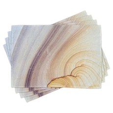 Lunarable 과일 플레이스 매트 4개 세트 만화 스타일 다양한 사과 신선하고 잘 익은 계절 음식 깨끗한 식사 비건 식탁용 세탁 가능한 패브릭 매트 표준 사이즈 그린, Pale Coffee Brown Beige