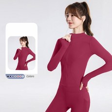 여성 요가 집업 자켓 슬림핏 속건 긴팔 트레이닝 상의