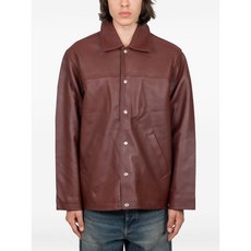 선플라워 버튼 프런트 레더 재킷