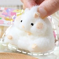BenF Joy 햄스터 말랑이 장난감 모찌 햄찌 주물럭 촉감 놀이 스트레스 몰랑이 쫀득 액체 괴물 슬라임 애완 애착 인형 젤리, 1개, 화이트, 1개