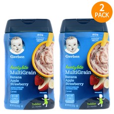 Gerber Gerber 거버 바나나 사과 딸기 멀티그레인 오트밀 시리얼 227g 2팩, 라이스 그레인, 2개