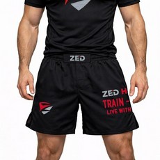 Zed Honra No-Gi BJJ MMA 파이트 반바지 - 성인용 트레이닝 및 그래플링 반바지 브라질 주짓수용 빠른 건조 폴리에스터 블랙. 미디엄