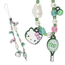 Sonix x Sanrio 비즈 폰 참 | 비즈 팔찌 범용 휴대폰 스트랩 실리콘 참이 있는 탈착식 휴대폰 랜야드 | 쿠로미, 헬로 키티 테니스, 1개