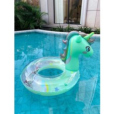 兒童游泳圈女童寶寶公主泳圈批發可愛卡通獨角獸女孩小童游泳裝備, 7119-1綠色無底泳圈