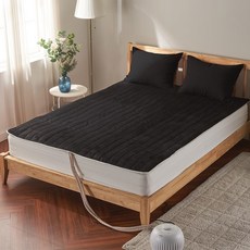 침구친구 국내생산 실크극세사 온수매트커버 / 논슬립 U자 지퍼형 온수매트 커버 /전기매트커버 S/Q, 블랙