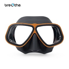 breathe 潛水面鏡，舒適貼合，低容積設計，鋼化玻璃鏡片，多色可選, 黑金