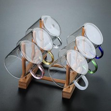 台灣出貨高硼硅耐熱玻璃小把杯，彩色把手透明功夫茶杯茗杯, 1個, 100ml藍色,101-200毫升