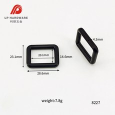 方扣五金配件長方形鋅閤金電泳黑方扣圓綫織帶調節扣金屬, 1個, 內徑20mm黑色