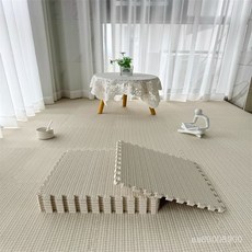 拚接地闆塊防摔防滑隔音泡沫拚接地墊地毯臥室睡覺打地鋪爬行墊子, 1個, 【黑色+橘色】亞麻30X30cm,8264人選擇  厚1.0厘米發10片