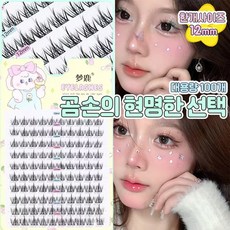 태양꽃 블랙 지지대 초보자용 3종혼합 악마 만화 인조 속눈썹, 1개, 12mm