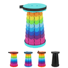 콜린바이블 휴대용 접이식 10단계 높이조절 자바라 폴딩 의자, 1개, 블루(무지개)