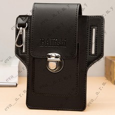 真皮質感手機腰包 多功能穿皮帶掛包 豎款手機套 手機包 工地皮革錢包 登山腰包 皮革腰包 大容量, 1個, 真皮質感  單層+卡位+送掛鈎+黑色