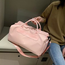 健身包女乾溼分離游泳運動包行李包大容量手提行李袋旅行包輕便, 粉色加厚升級背面可套拉桿, 1個