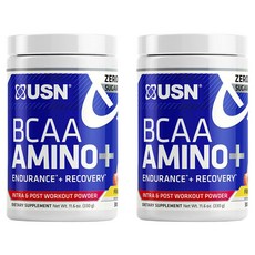 유에스엔 BCAA 아미노+ 인트라 & 포스트 워크아웃 파우더 프루트 펀치 맛, 330g, 2개