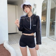 DFMEI 泳衣女學生三件套裝新款遮肚顯瘦防曬分體保守游泳衣女裝