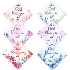 HunnmingRe God Bless You 여성용 손수건 12개 기독교 선물 대량 영감을 주는 종교 성경 구절 손수건 교회 선물 209223