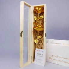 황금 장미 골드 24k 금박지 부케 고급 선물 장식 금장, 1개, 금박 장미 2송이-명판