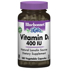 Bluebonnet 維他命D3 400IU植物膠囊 無麩質, 180顆, 1罐