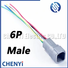 도이치 DTM 시리즈 6 핀 암수 자동차 커넥터 밀폐형 와이어 하네스 플러그 15cm 포함, 01 male, 01 1set with 15cm 20AWG, 1개