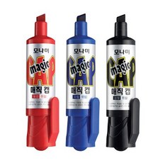 [위니즈] 모나미 매직캡 유성매직 사각닙 4색 세트, 1세트, 흑색,적색,청색