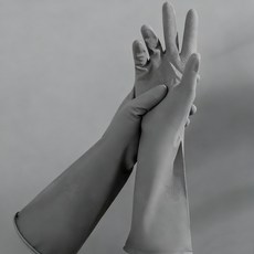 WHH 주방용 튼튼한 니트릴 소재 강력한 고무장갑, 1개, 대형(L), 모란디 그레이