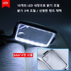 TM 휴대용 전자 유리 확대경 3배 16배 LED 내장, 1개, 휴대용 돋보기