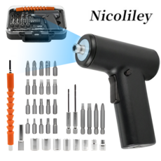 Nicoliley 무선 전동 드라이버 가정용 미니 c타입 전동드라이버 37세트 3.7 V, 1개