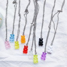 비즈 곰돌이 목걸이 키즈 귀여운 액세서리 큐트 빈티지 선물, 1개, 5곰돌이목걸이-핑크